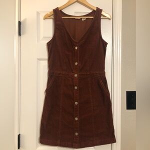 Levi’s Rust Corduroy Button Front Dress Small 100% Cotton Fall Mini Pockets
